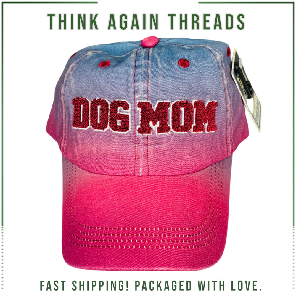 Women's Dog Mom Ombre Baseball Cap Hat 100% Cotton Adjustable